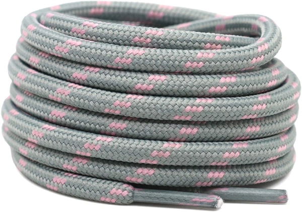 GRAH SANGRAH® (2 Pair) Shoelaces for Hiking Shoes, Outdoor Walking Sneakers, Outdoor Hiking, Climbing, Basketball, Work Boot, Running , Sport Shoes - 120 cm, Light Grey Pink
